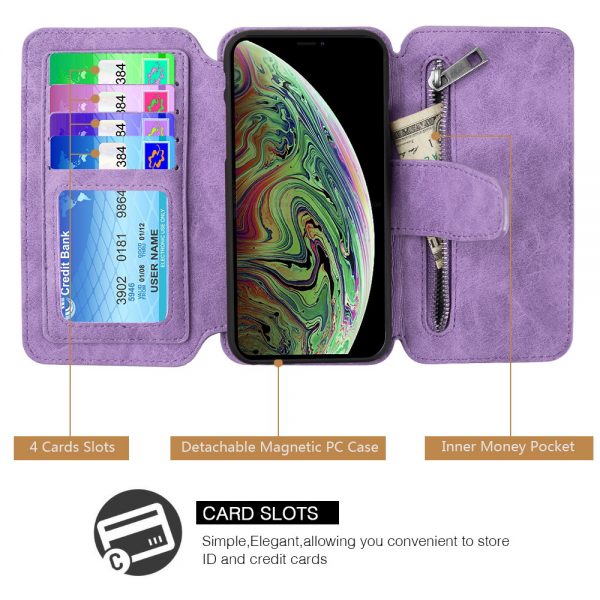 THE LUXURY 2 SERIES FLIP WALLET CASE FOR IPHONE XS / X - PURPLE