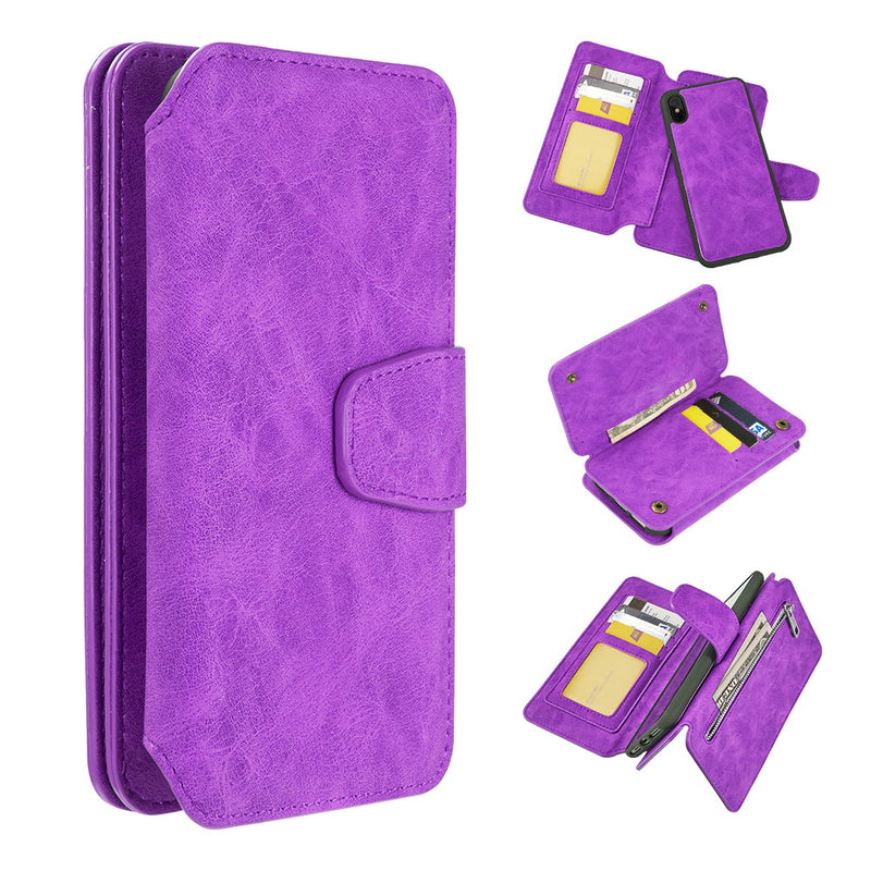 THE LUXURY COACH 2 SERIES FLIP WALLET CASE FOR IPHONE XS / X - PURPLE
