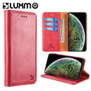 FOR IPHONE XS MAX LUXURY GENTLEMAN MAGNETIC FLIP LEATHER WALLET CASE - RED