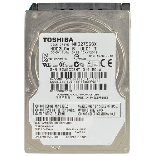 Toshiba MK3275GSX 320GB SATA/300 5400RPM 8MB 2.5" Hard Drive