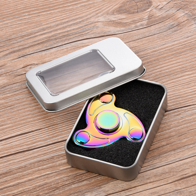 RAINBOW METAL TRI-SPINNER HIGH SPEED STRESS REDUCER ADHD ANXIETY RELIEF TOYS