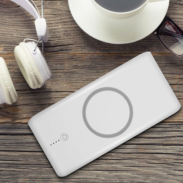 UNIVERSAL 10,000 MAH WIRELESS CHARGE POWER BANK WITH CHARGING CRADLE - WHITE
