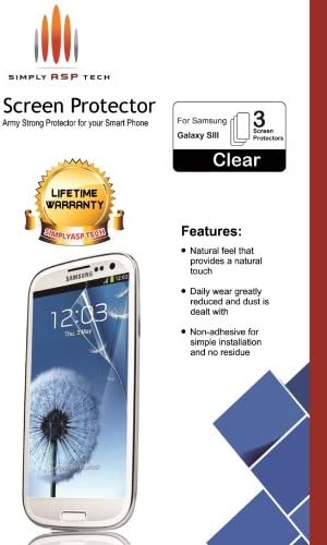 SimplyASP Tech Army Strong Samsung Galaxy S3 SIII Clear Screen Protectors 3-Pack