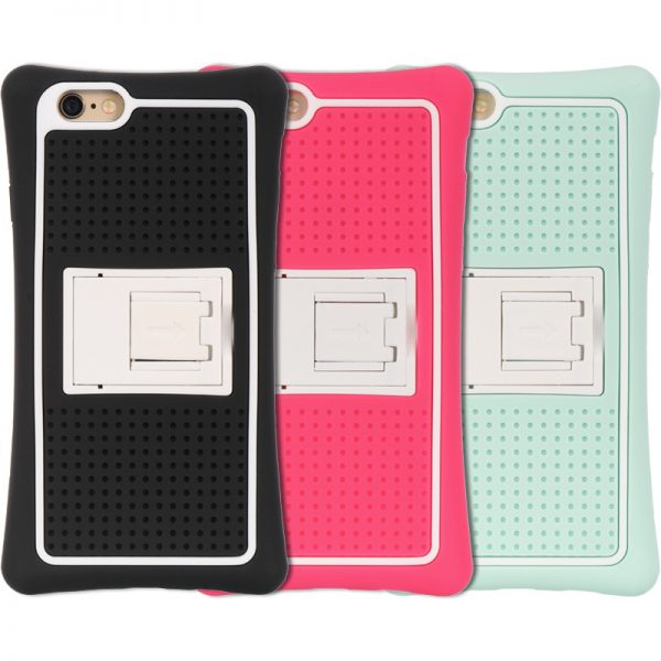 FOR IPHONE 6 / 6S ANTI-SHOCK KIDS FRIENDLY SILICONE CASE WITH STAND - BLACK