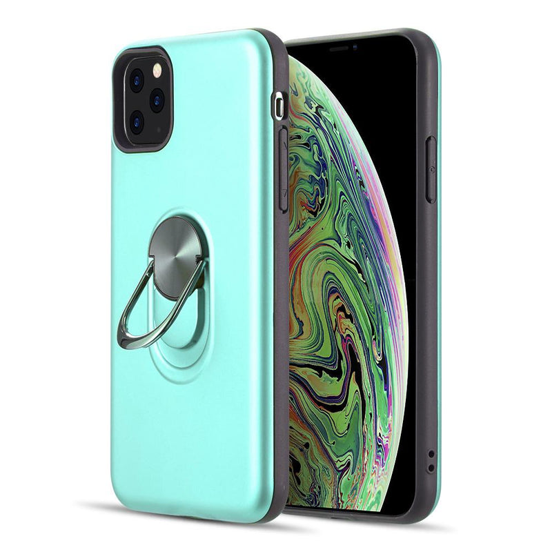 RUBBERIZED ANTI SLIPPERY CASE WITH METAL ROTATABLE RINGSTAND for IPHONE 11 PRO