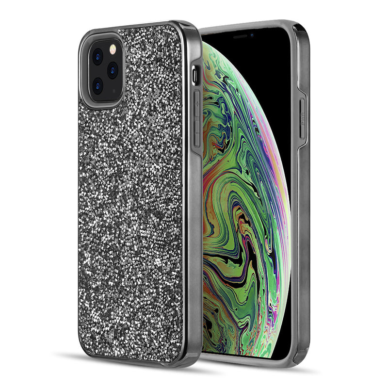 DIAMOND PLATINUM COLLECTION HYBRID BUMPER CASE WITH ELECTROPLATED FRAME FOR IPHONE 11 PRO - BLACK