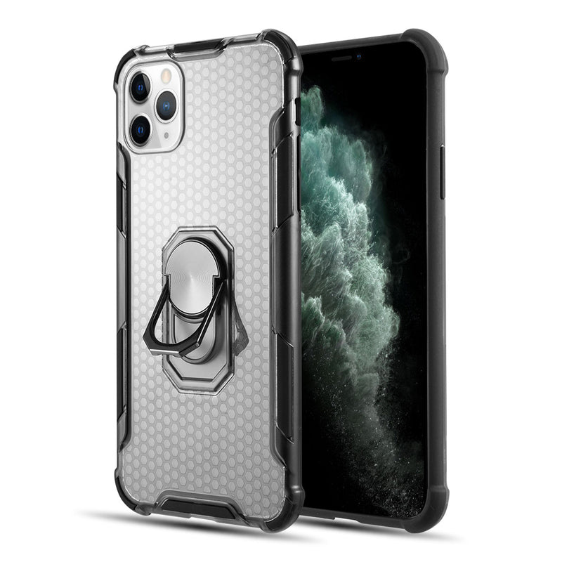 SHIELDTECH HYBRID CASE WITH HEAVY DUTY PROTECTION AND ATTACHED MAGNET ROTATABLE RING STAND FOR IPHONE 11 PRO MAX - BLACK