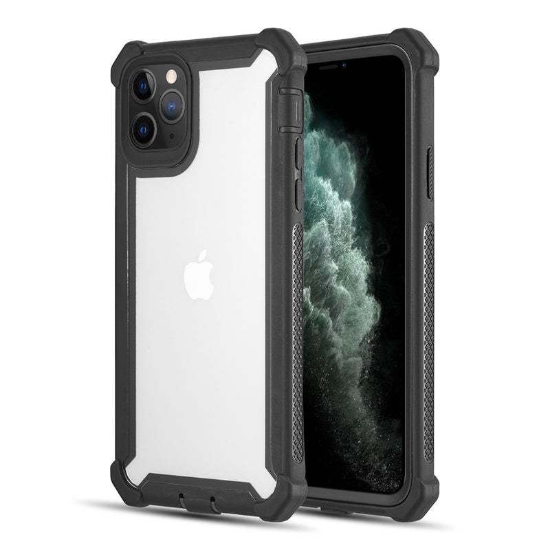 THE VISPRO SERIES DUAL TONE TOUGH HYBRID PROTECTION CASE FOR IPHONE 11 PRO MAX - BLACK + BLACK