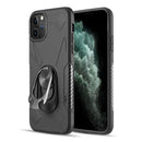 THE ULTIMATE BOTTLE OPENER HYBRID CASE WITH CARBON FIBER DETAILS AND MAGNETIC RING STAND FOR IPHONE 11 PRO - BLACK