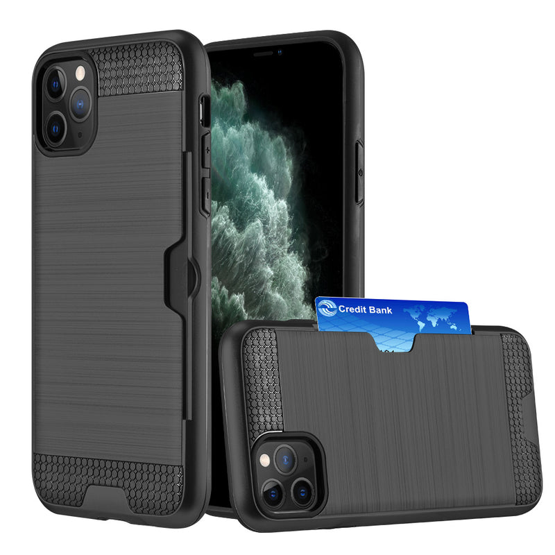 HYBRID CARD TO GO CASE BLACK TPU W/ SILK BACK PLATE FOR IPHONE 11 PRO - BLACK