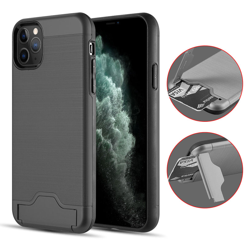 KARDCASE PROTECTIVE HYBRID 2-IN-1 CARD TO GO 2ND GENERATION CREDIT CARD CASE WITH SILK BACK PLATE FOR IPHONE 11 PRO - BLACK