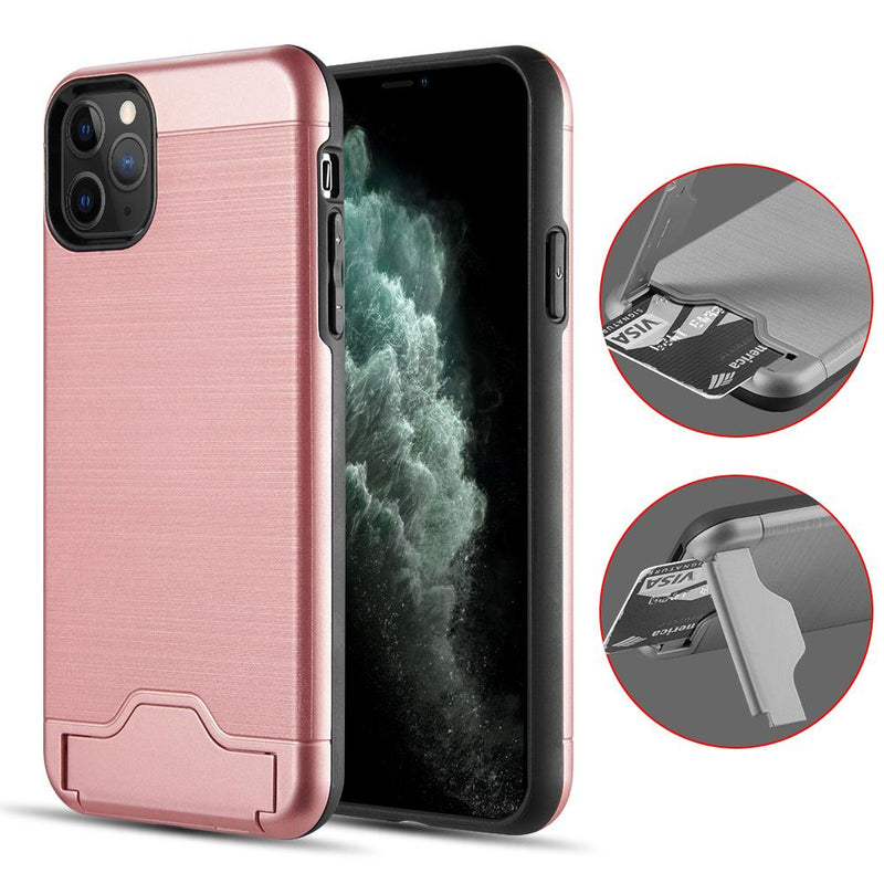 for IPHONE 11 PRO LUXMO KARDCASE 2in1 WALLET CASE W/ SILK BACK PLATE KICKSTAND