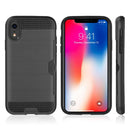 IPHONE XR CARD TO GO HYBRID CASE WITH BLACK TPU AND SILK BACK PLATE