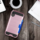 IPHONE XR CARD TO GO HYBRID CASE WITH BLACK TPU AND SILK BACK PLATE