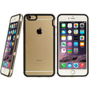 FOR IPHONE 6 PLUS/6S PLUS HYBRID CASE BLACK TPU EMBED CLEAR PC WITH BUMPER FRAME - GOLD