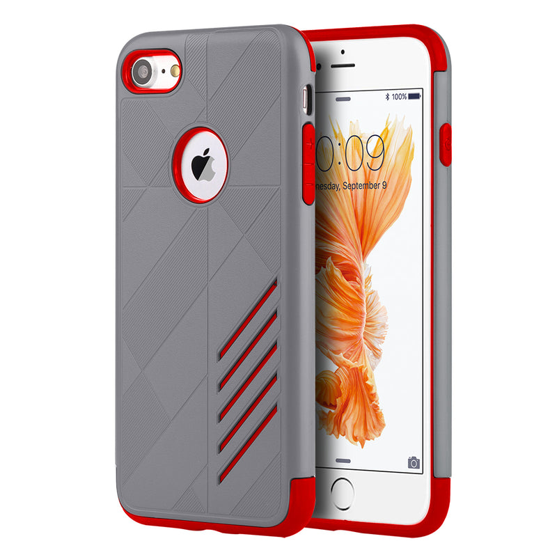 FOR IPHONE 7 MOVEMENT HYBRID CASE RED TPU + GRAY PC COVER