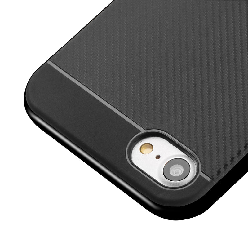 FOR IPHONE 7 CARBON GRADE HYBRID CASE WITH BLACK FRAME