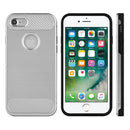 FOR IPHONE 7 CARBON TECH SILK HYBRID PC + TPU COVER CASE - SILVER