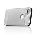FOR IPHONE 7 CARBON TECH SILK HYBRID PC + TPU COVER CASE - SILVER