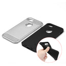 FOR IPHONE 7 CARBON TECH SILK HYBRID PC + TPU COVER CASE - SILVER