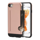 FOR IPHONE 7 HYBRID CASE CARRY-LESS BLACK TPU W/ SIDE CARD INSERTED WHITE