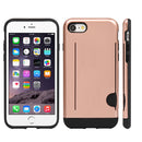 FOR IPHONE 7 HYBRID CASE CARRY-LESS BLACK TPU W/ SIDE CARD INSERTED WHITE