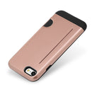 FOR IPHONE 7 HYBRID CASE CARRY-LESS BLACK TPU W/ SIDE CARD INSERTED WHITE