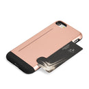 FOR IPHONE 7 HYBRID CASE CARRY-LESS BLACK TPU W/ SIDE CARD INSERTED WHITE