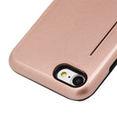 FOR IPHONE 7 HYBRID CASE CARRY-LESS BLACK TPU W/ SIDE CARD INSERTED WHITE