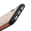 FOR IPHONE 7 HYBRID CASE CARRY-LESS BLACK TPU W/ SIDE CARD INSERTED WHITE