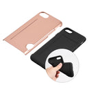 FOR IPHONE 7 HYBRID CASE CARRY-LESS BLACK TPU W/ SIDE CARD INSERTED WHITE
