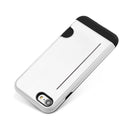 FOR IPHONE 7 HYBRID CASE CARRY-LESS BLACK TPU W/ SIDE CARD INSERTED WHITE