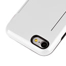 FOR IPHONE 7 HYBRID CASE CARRY-LESS BLACK TPU W/ SIDE CARD INSERTED WHITE