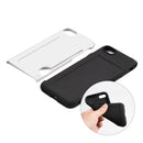 FOR IPHONE 7 HYBRID CASE CARRY-LESS BLACK TPU W/ SIDE CARD INSERTED WHITE