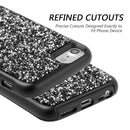 FOR IPHONE 7 DIAMOND PLATINUM COLLECTION HYBRID BUMPER  BLACK & SILVER