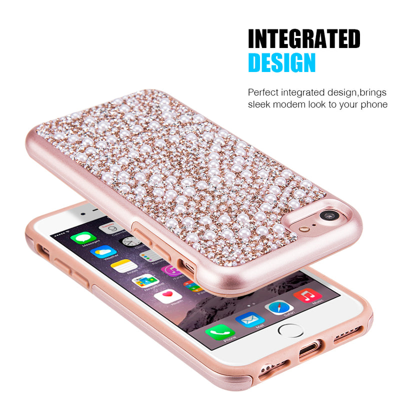 IPHONE 7 DIAMOND PEARL PLATINUM COLLECTION HYBRID BUMPER CASE - PINK