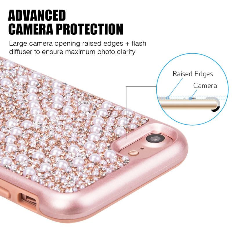 IPHONE 7 DIAMOND PEARL PLATINUM COLLECTION HYBRID BUMPER CASE - PINK