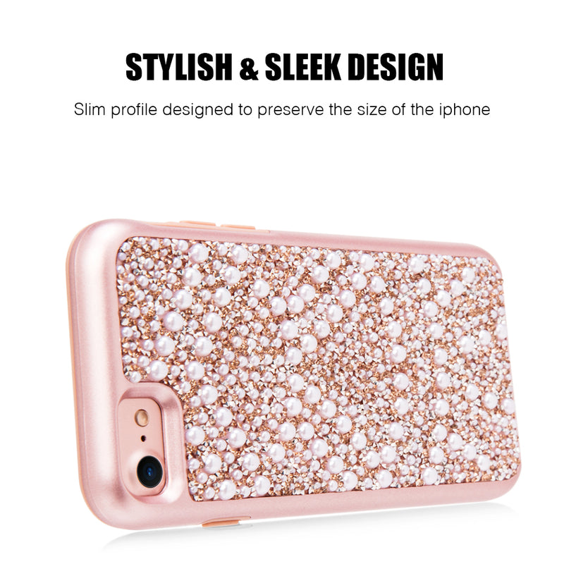 IPHONE 7 DIAMOND PEARL PLATINUM COLLECTION HYBRID BUMPER CASE - PINK