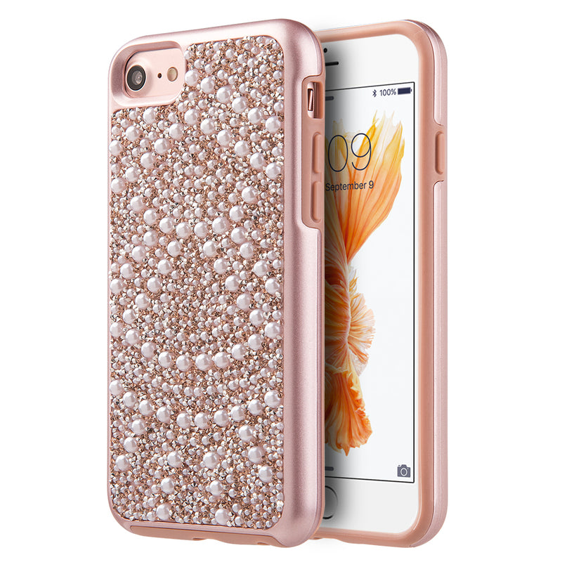 IPHONE 7 DIAMOND PEARL PLATINUM COLLECTION HYBRID BUMPER CASE - PINK