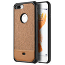 FOR IPHONE 7 PLUS CANVAS DUAL TONE HYBRID TPU PC CASE - BROWN