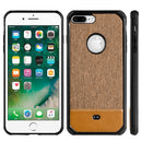 FOR IPHONE 7 PLUS CANVAS DUAL TONE HYBRID TPU PC CASE - BROWN