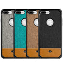 FOR IPHONE 7 PLUS CANVAS DUAL TONE HYBRID TPU PC CASE - BROWN