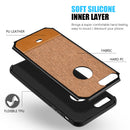 FOR IPHONE 7 PLUS CANVAS DUAL TONE HYBRID TPU PC CASE - BROWN