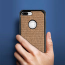 FOR IPHONE 7 PLUS CANVAS DUAL TONE HYBRID TPU PC CASE - BROWN
