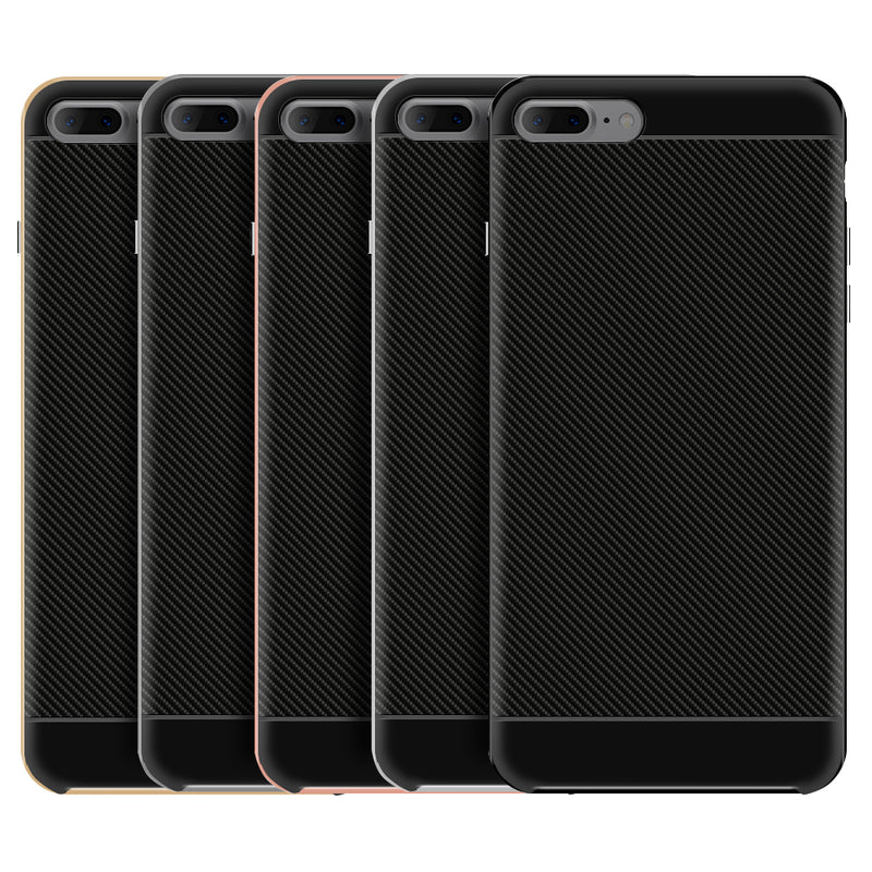 FOR IPHONE 7 PLUS CARBON GRADE HYBRID CASE WITH BLACK FRAME