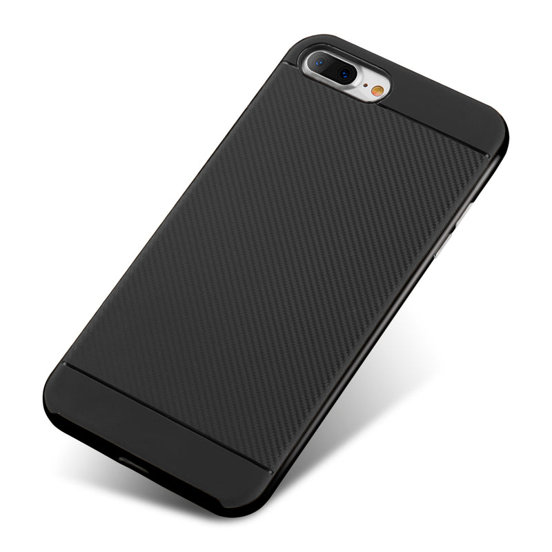 FOR IPHONE 7 PLUS CARBON GRADE HYBRID CASE WITH BLACK FRAME