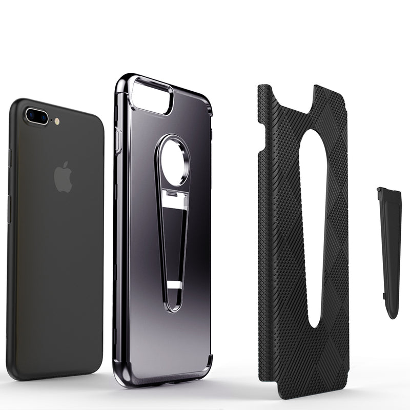 IPHONE 7 PLUS THE TORCH HYBRID CASE ELECTROPLATED BLACK PC BACK PLATE