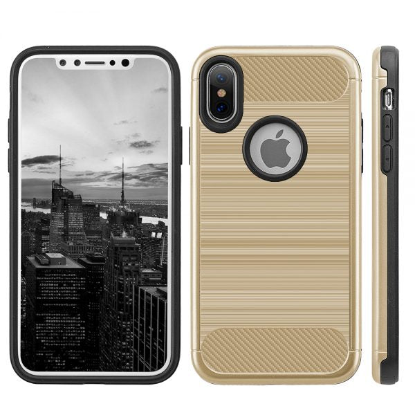 FOR IPHONE XS / X CARBON TECH SILK HYBRID PC +  COVER CASE