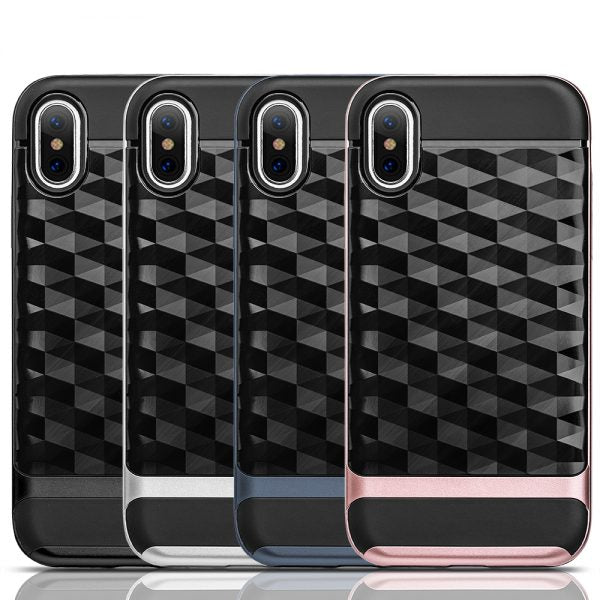 IPHONE XS/X DIAMOND WAVE COLOR PC FRAME HYBRID PROTECTION CASE