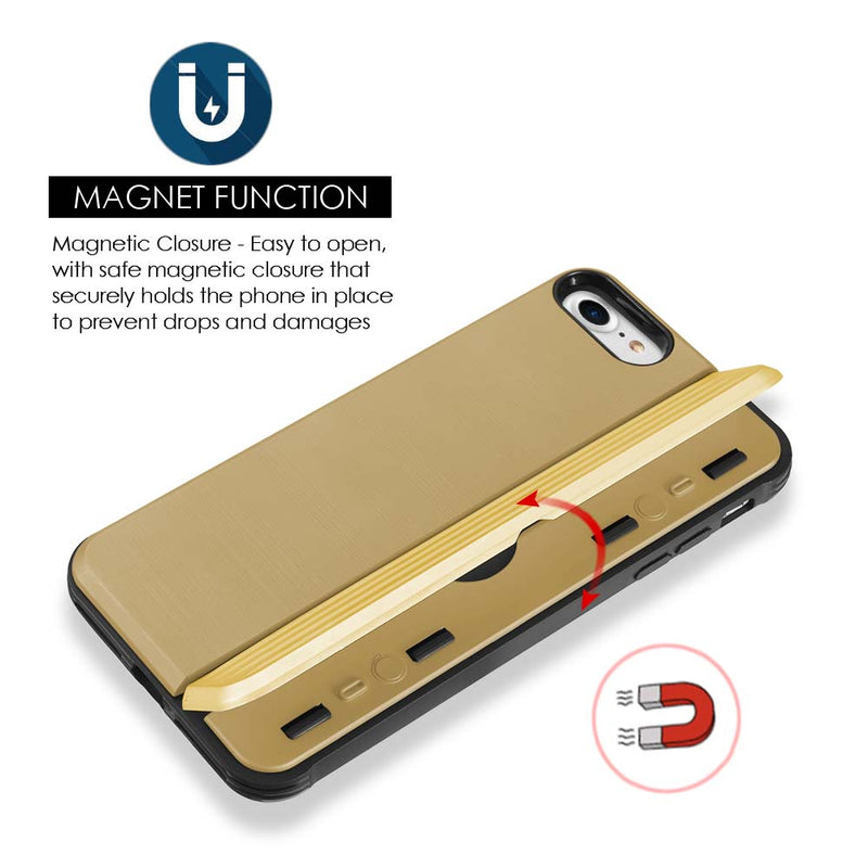 THE KARD DUAL HYBRID CASE WITH CARD SLOT MAGNETIC CLOSURE IPHONE 8 / 7 - GOLD